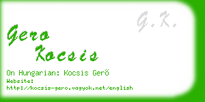 gero kocsis business card